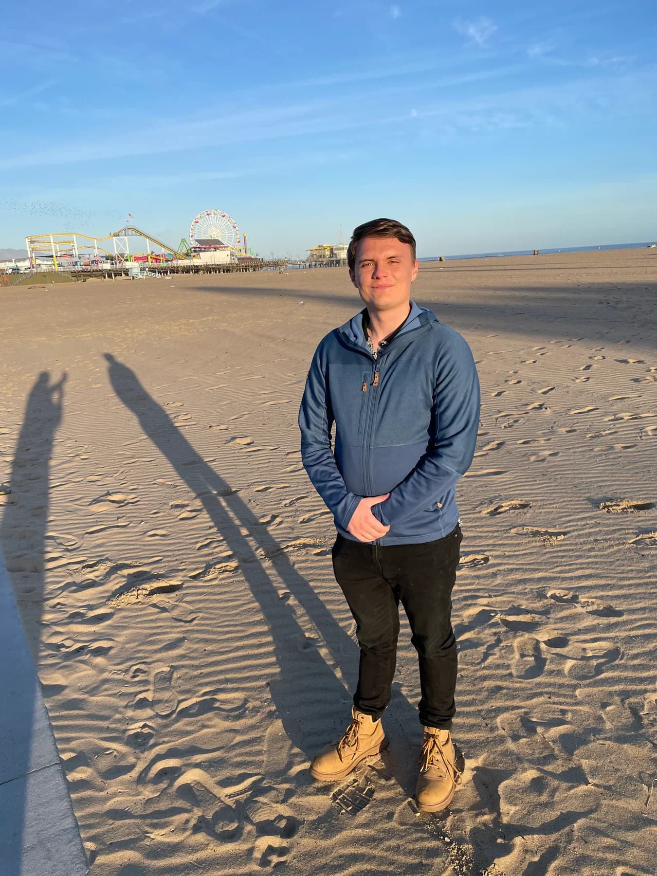 Kyle Langford on the beach near Santa Monica Pier